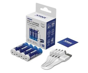 XTAR Piles AA Rechargeables USB-C 1,5V 3000mAh Lithium-ION - Batterie Longue Durée pour Serrures Connectées, Courbe de Décharge Linéaire LR 3000