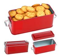 xtemtoamz Petite Boîte à Pain, Vintageavec Boite à Pain avec Couvercle, Boîte à Pain pour Baguettes, Pain de Mie, Biscottes Rangement, Conservation, Lot de 2, Rouge, 15×6×6 cm
