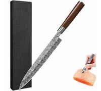 XTL 24cm Couteau Sashimi, Couteau à Sushi Yanagiba de l'Artisanat Traditionnel Japonais, Lame Biseautée Unique -Manche en Bois -Comprend une pince à arêtes de poisson (Style A)