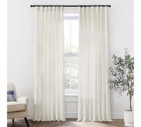 XTMYI Lot de 2 Rideaux Transparents en Lin de 254 cm de Long avec Pattes arrière pour Salon, Chambre à Coucher, 127 x 254 cm de Long, crème (Ivoire/Blanc cassé)
