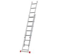 Xtra Échelle Transformable en Aluminium 2 Plans 150 kg 8 marches | Deux plans coulissants, barreaux rainurés et pieds renforcés antidérapants. Structure légère et conforme à la norme EN 131.