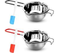 XTUDOU® 2 PièCes Creuset pour Bain-Marie, Bol de Fusion Acier Inoxydable 304 avec 2 Spatules Et PoignéE RéSistante à La Chaleur pour Chocolat, Sucre, Beurre, Fromage et Bougies (400 ML)