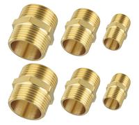 XTUDOU® 6 PièCes Mamelon Double 1 Pouce, Raccord Laiton1Pouce 1/4, Mamelon Double en Laiton, Réduction en Laiton pour Raccordement de Tuyaux, Eau Potable, Projets de Bricolage