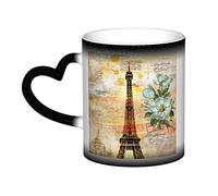 XTXGBT Tasse à café vintage en céramique avec motif Tour Eiffel à changement de couleur pour homme