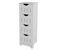 XUANYU 4 Niveaux Petit Meuble de Salle de Bain Commode de Rangement Coulissant Tiroirs Armoire de Salle de Bain Support pour Papiers Toilettes Porte-Papier Toilette, Blanc 30×30×82 cm