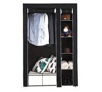 XUANYU Armoire de Chambre avec Housse, Dressing Penderie Armoire de Rangement pour Vêtements, 6 Étagères de Rangement et 1 Tringle de 60 cm, Penderie Garde-Robe pour Chambre (Noir 105 x 43 x 170 cm)