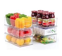 XUANYU Boîtes de Rangement 12 Paquets Empilable pour Réfrigérateur | 25,5x14,56x7,65 cm Bacs de rangement pour Cuisine, Garde-manger, Plan de Travail, Salle de Bain, Armoire, Tiroir, Sans BPA