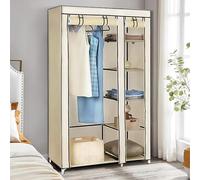 XUANYU Dressing Penderie Armoire de Rangement pour Vêtements, avec 6 Étagères et 1 Tringle, Penderie Garde-Robe pour Chambre Vestiaire, Tissu Non Tissé et Tube en Acier (Beige 110 x 45 x 175 cm)
