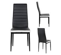 XUANYU Lot de 4 Chaises de Salle à Manger Noir-Blanc, Siège en Simili Cuir et Structure en Acier, Lot de Chaise Milano Supporter Jusqu'à 120 kg, Chaises pour Salle à Manger, Cuisine, Salon