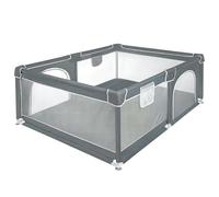 XUANYU Parc Bébé Rectangulaire avec Barrières et Porte, Parcs de Jeux Pliable en Tissu Oxford, Centre d'activités Bébé, Parc Enfant pour Intérieur/Extérieur (Gris 160 x 120 x 66 cm)