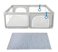XUANYU Parc Bébé Rectangulaire avec Barrières et Porte, Parcs de Jeux Pliable en Tissu Oxford, Centre d'activités Bébé, Parc Enfant pour Intérieur/Extérieur (Gris clair 200 x 150 x 66 cm)