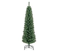 XUANYU Sapin de Noël Artificiel Slim, Sapin de Noël Réaliste avec Branches en PVC et Support Métallique, Arbre de Noel Mince Gain de Place pour Salon Maison Fête Décor, Vert (150 cm)