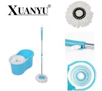 XUANYU Tete Balai Espagnol,Kit Complet serpillère et Seau, Métal,Bleu