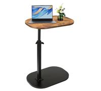 XUDREZ Table d'appoint réglable en forme de C, table d'appoint pivotante à 360°, table de canapé de salon, petite table basse moderne pour lit/baignoire (noir-couleur rétro)