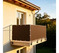 XUEHMIN Brise Vue 80 x 900 cm UV Résistant, Vent, Imperméable, D'Ombrage Confidentialité Extérieur avec Attaches de Câble et Cordons pour Balustrade, Brun