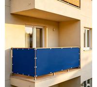 XUEHMIN Brise Vue Balcon 130 x 800 cm UV, Résistant Aux Intempéries, Résistant à La Déchirure Bâche de Balcon Brise-Vue avec Attaches de Câble et Cordons pour Terrasse, Bleu Foncé