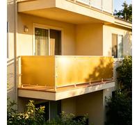 XUEHMIN Brise Vue Balcon 90 x 800 cm UV, Résistant Aux Intempéries, Résistant à La Déchirure Brise-Vue pour Balcon, Écran Brise avec Œillets, Attaches de Câble pour Jardin, Jaune