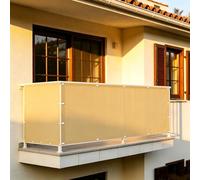XUEHMIN Filet D’Ombrage 75 x 700 cm Protection UV, Coupe-Vent et Imperméable Écran Occultant Opaque, Cache Vue avec Attaches de Câble et Cordons pour Jardin, Couleur Crème