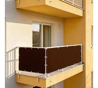 XUEHMIN Imperméable Cache Vue Balcon Protection 135 x 900 cm Protection UV, Coupe-Vent et Imperméable Bâche de Balcon Brise-Vue avec Œillets, Attaches de Câble pour Terrasse, Brun