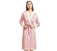 XUEMML Peignoir Doux Et Chaud pour Femme ，Peignoirs Kimono en Satin pour Femmes ， Peignoirs Luxueux en Molleton Doux en Peluche ， Vêtements De Détente d'hiver en Laine avec Col Châle