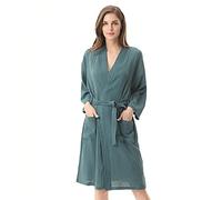 XUEMML Peignoir Femme Ete Coton，Robe Kimono Légère, Vêtements De Nuit Doux pour Femmes, Peignoir Fin en Double Gaze, Pyjama Kimono Japonais. (Color : Green, Size : XL)