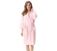 XUEMML Peignoir Femme Ete Coton，Robe Kimono Légère, Vêtements De Nuit Doux pour Femmes, Peignoir Fin en Double Gaze, Pyjama Kimono Japonais. (Color : Pink, Size : L)