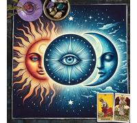 xueneige Nappe de Divination Soleil Lune Tissus d'autel Sorcellerie Tapis de Tarot Spirituel Nappe Accessoires de Jeu de Divination Décoration Murale