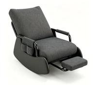 xueqiaolian1006 Chaise d'appoint contemporaine en Tissu, Chaise Longue inclinable avec Large Base incurvée et Supports de Bras en métal(Dark Gray+Black)