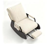 xueqiaolian1006 Chaise d'appoint inclinable contemporaine, Chaise Longue en Tissu Respirant avec Base Stable en Simili Cuir(Off-White+Black)