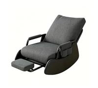 xueqiaolian1006 Chaise Longue d'appoint inclinable Moderne, Chaise rembourrée en Tissu Respirant avec Base en Simili Cuir et accoudoirs en métal(Dark Gray+Black)