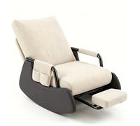 xueqiaolian1006 Chaise Longue inclinable Moderne, Chaise de Lecture rembourrée en Tissu Respirant for Salon et Bureau(Off-White+Black)