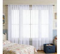 XUEQXUE Rideaux Voilage 60 x 150 cm Translucide, Bloquer, Anti-UV, Separation, Lumiere, Lumière Filtrer Souple Demi Rideaux Opaque Thermiques pour Salon, Balcon, Chambre, Blanc