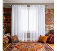 XUEQXUE Rideaux Voilage Salon 80 x 120 cm Translucide, Bloquer, Anti-UV, Separation, Lumiere, Lumière Filtrer Souple Demi Voilages à Passe-Tringle pour Chambre Fenêtre Salon, Blanc