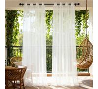 XUEQXUE Rideaux Voilages 220 x 100 cm Filtre La Lumière du Soleil, Protège L'Intimité, Transparent Lumineux Filtrer Rideaux Opaque Thermiques pour Chambre Fenêtre Salon, Blanc