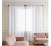 XUEQXUE Voilage à Oeillets 150 x 210 cm Translucide, Bloquer, Anti-UV, Separation, Lumiere, Lumière Filtrer Souple Demi Transparent D'Oeillets pour Chambre Fenêtre Salon, Blanc