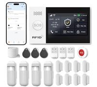XUK Kit Alarme Maison sans Fil 4G GSM WiFi, sans Abonnement Mensuel | Alarme Maison Connectée avec App, Centrale d’Alarme Anti Intrusion avec Batterie de Secours 1000mAh, Notifications Appel SMS