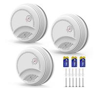 XUK Lot de 3 Detecteur de Fumée - Alarme Incendie avec Pile 9V Remplaçable, Avertissement Batterie Faible, 85 DB, sans Fausses Alertes, Bouton Test et Silence, EN14604, 10 Ans (3 pièces)