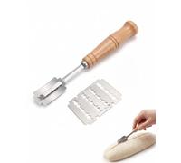XUKZIMA Couteau de Boulanger, Kit 1 Manche + 5 Lames de Boulanger Métal Fines, Scarificateur Pain avec Grip Antidérapant, Idéal pour Pain au Levain, Baguette & Croûte Dorée