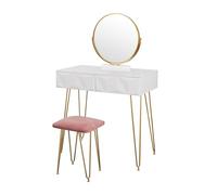 Xumh2024-3 Bureau de vanité Coiffeuse avec Tabouret et Miroir, Table de Maquillage for Chambre à Coucher, tiroir, Organisateur Bijoux, Blanche Cabinet organisateurs