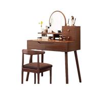 Xumh2024-3 Bureau de vanité Coiffeuse de Luxe en Noyer, tiroir Rangement, Salon, Maquillage, Coiffeuse for Chambre à Coucher, décoration la Maison Cabinet organisateurs