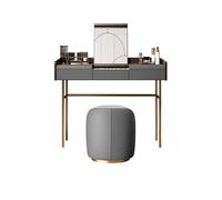 Xumh2024-3 Bureau de vanité Ensemble de vanité avec Tabouret, Commode Maison, Dessus Rabattable, Table Maquillage Chambre à Coucher en Cuir et Bois, Miroir caché Cabinet organisateurs(Grigio,Moyen)
