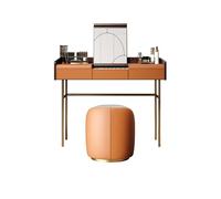 Xumh2024-3 Bureau de vanité Ensemble de vanité avec Tabouret, Commode Maison, Dessus Rabattable, Table Maquillage Chambre à Coucher en Cuir et Bois, Miroir caché Cabinet organisateurs(Orange,Moyen)