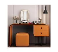 Xumh2024-3 Bureau de vanité Ensemble de vanité Luxe Moderne avec Miroir et Tabouret, Coiffeuse Maquillage for la Maison, Meubles Chambre à Coucher for Filles Cabinet organisateurs(Orange,80cm)