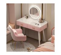 Xumh2024-3 Bureau de vanité Ensemble de vanité Maquillage Bureau Rose avec Miroir et 2 tiroirs Table Petits espaces Cabinet organisateurs