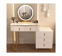 Xumh2024-3 Bureau de vanité Table de Maquillage Bureau vanité Blanche avec Ensemble Miroir Moderne et 5 tiroirs Rangement Cabinet organisateurs