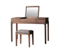 Xumh2024-3 Bureau de vanité Vanité de Maquillage en Bois Massif Noyer Noir, Bureau d'ordinateur Multifonctionnel, Conception à Dessus Rabattable Cabinet organisateurs