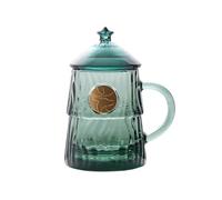 Xumh2024-3 gobelets en verre Gobelet en verre d'eau de 11,2 oz avec couvercle et poignée Verrerie de cuisine