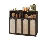 Xumh2024-3 Meuble de Rangement Buffet Retro-Style Kitchen Sideboard Living Room Storage Floor-Standing Wall-Mounted Four Doors with Compartments(Noir)