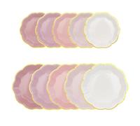 XUMIUZIY 50 Pièces Assiettes en Carton Doré pour Mariages Fêtes Desserts | Accents roses glamour, carton robuste anti-fuite, événements de douche d\'anniversaire, vaisselle élégante