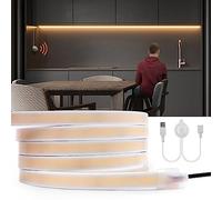 XUNATA COB Lumière au néon LED avec détecteur de mouvement, 320leds/m Haute densité Super Lumineux Bandeau LED, IP67 étanche, Diffusion Flex Band LED flexible (Blanc chaud, 1M)
